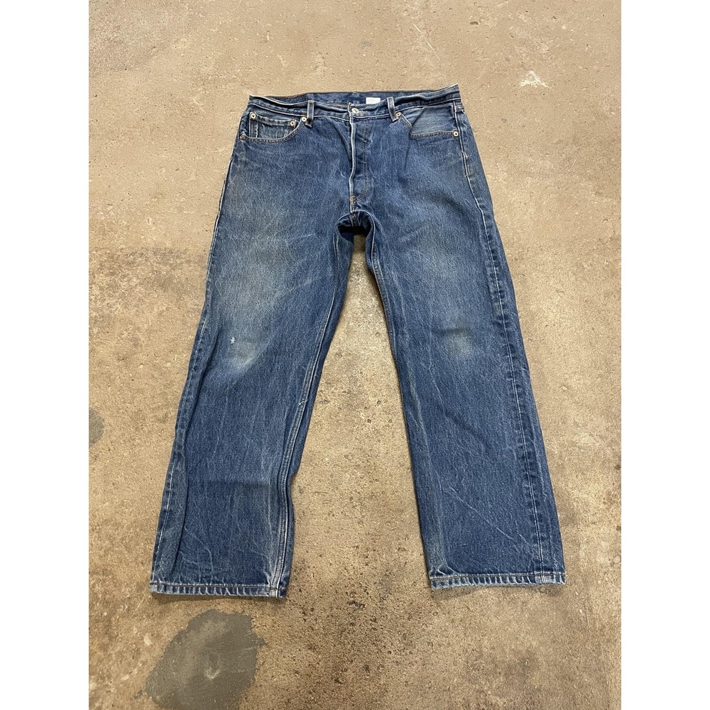 Levis 501 XX Jeans Mens‎ 36x29 Med Wash Blue Straight Leg Button Fly Distressed